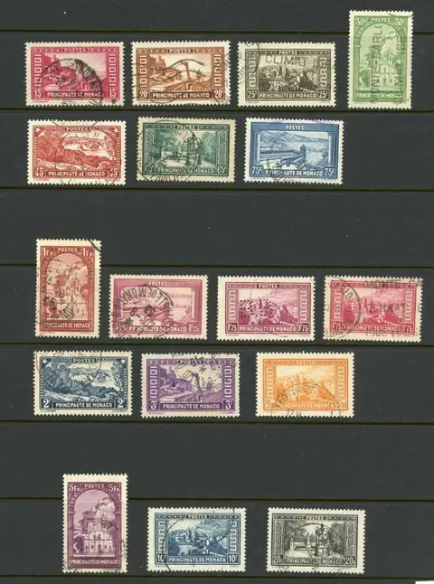 Monaco 1933/1937 - Landscapes of the Principality, complete - Yvert n°119/134