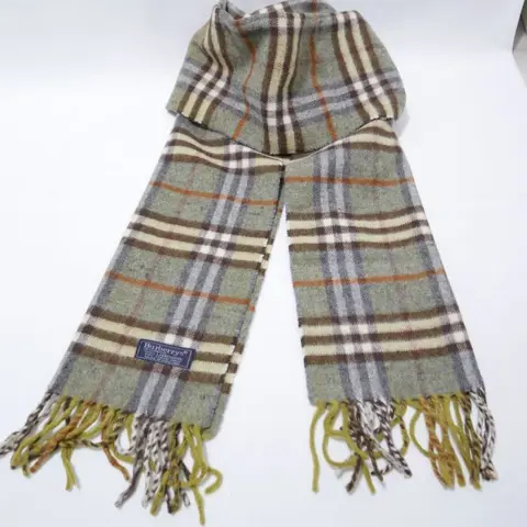 Burberry - 100% Lambswool Olive Green Nova Check - Sjaal