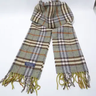 Burberry - 100% Lambswool Olive Green Nova Check - Sjaal