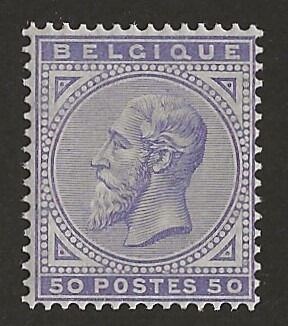 België 1883 - Leopold II nieuw type - 50c violet - goed gecentreerd - OBP/COB 41