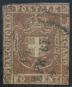Italiaanse oude staten - Toscane 1860 - Governo Provvisorio 80 centesimi carnicino. Certificato - Sassone N. 22