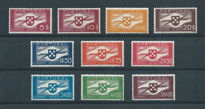 Portugal 1936/1941 - Propeller. Airmail. Complete set - Mundifil nº 1/10