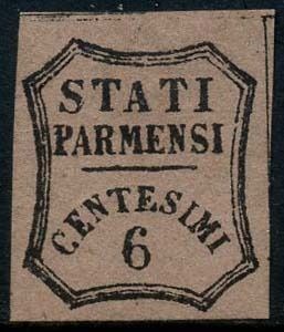 Italiaanse oude staten - Parma 1853 - Postage due for newspapers, 6 cents bright pink with wide margins. - Sassone TG1