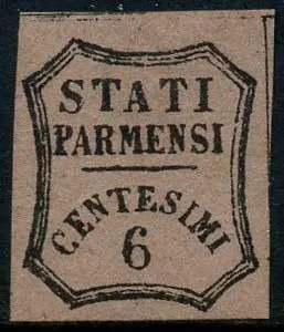 Italiaanse oude staten - Parma 1853 - Postage due for newspapers, 6 cents bright pink with wide margins. - Sassone TG1