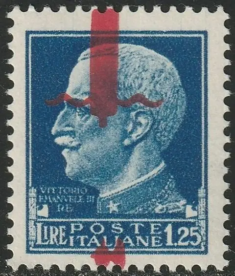 Italiaanse Sociale Republiek - Uitgave van Florence 1944 - Fascio in Carminio Lillaceo a Cavallo 1,25 l. azzurro centrato integro molto raro lusso periziato - Sassone n.495/Iphd