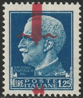 Italiaanse Sociale Republiek - Uitgave van Florence 1944 - Fascio in Carminio Lillaceo a Cavallo 1,25 l. azzurro centrato integro molto raro lusso periziato - Sassone n.495/Iphd