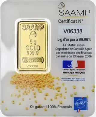 5 gram - Goud .999 - Verzegeld en met certificaat