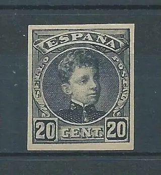 Spanje 1901/1905 - Colour proof of the 20 cts stamp. Alfonso XIII, imperforated - Edifil nº 247s