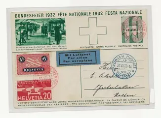 Zwitserland 1932 - Bundesfeierkarte 1932 - Mit Luftpost befördert - Anlässlich des int. Flugmeetings