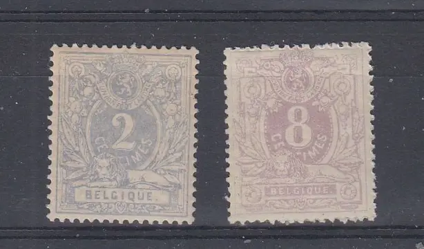 België 1870 - Liggende leeuw - OBP 27 + 29, goede centrage
