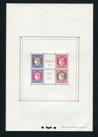 Frankrijk 1937 - Rare souvenir sheet of the Paris International Exhibition PEXIP mint**