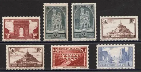 Frankrijk 1929/1930 - Lot of semi-moderns, from 258 to 262A, mint* and mint** Very beautiful. See details - Yvert