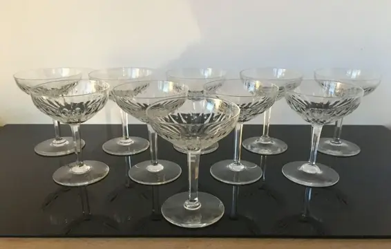 Val Saint Lambert - Champagneglazen in geslepen kristal -