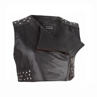 Stoer leren topje met studs in small t/m 6xl