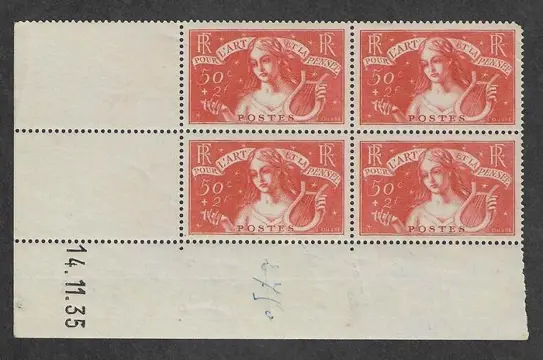 Frankrijk - Ader - block of 4 copies, dated corner - ‘Art et pensé’ - mint** - Yvert n°308