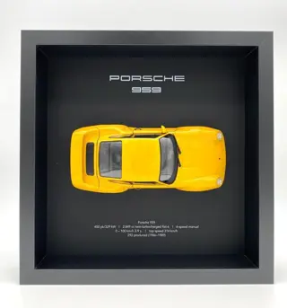 Decoratief object - FRAMEDWHEELS -Porsche 959 (yellow) -