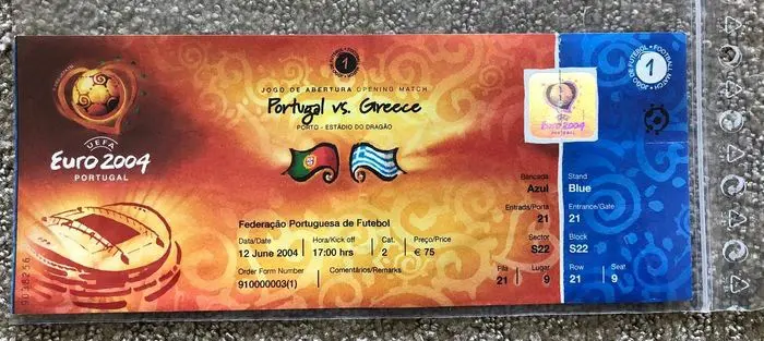 Voetbal Europees kampioenschap - 2004 - Kaartje