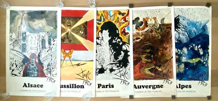 Salvador Dali - SNCF suite Papillon 5 affiches. Il manque
