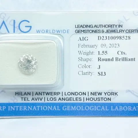 1 pcs Diamant - 1.55 ct - Rond - J - SI3, No Reserve Price!
