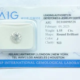 1 pcs Diamant - 1.55 ct - Rond - J - SI3, No Reserve Price!
