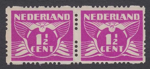 Nederland 1928 - Vliegende Duif, met plaatfout GENT i.p.v. CENT in roltanding paar - NVPH R35 P