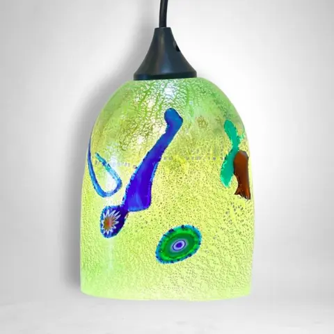 Filippo Maso - Murano - Hanglamp, Groene lamp met gekleurde
