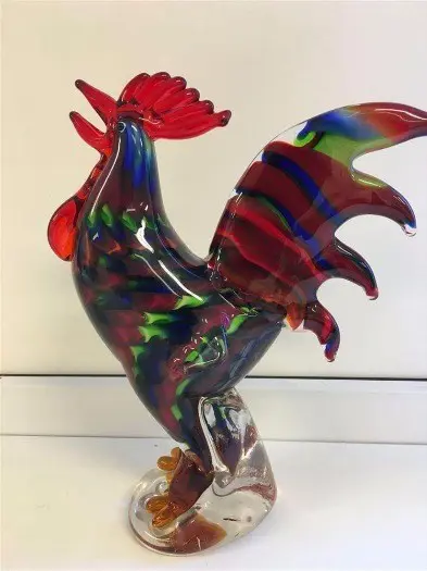 Haan van glas , div. kleuren , kado