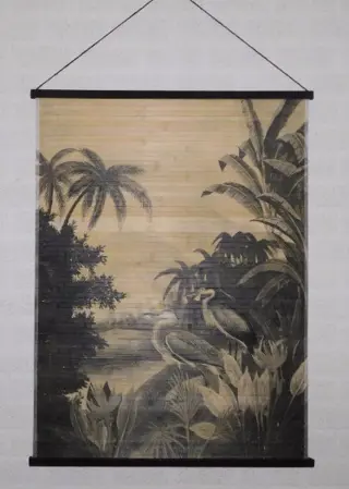 Muurornament van bamboe , Reiger
