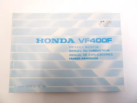INSTRUCTIEBOEKJE Honda VF 400 F 1982 - 1985