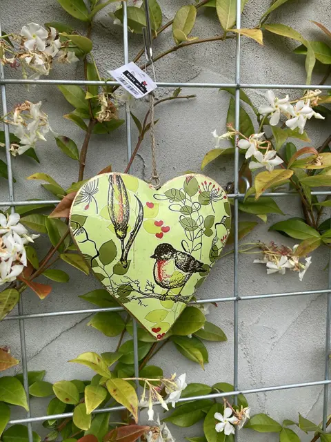 HART METAAL MET VOGEL EN BLOEMEN 14,5 CM NIEUW