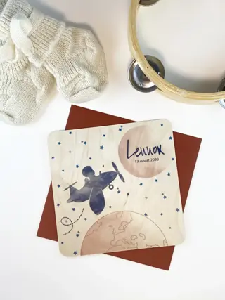 Houten geboortekaartjes