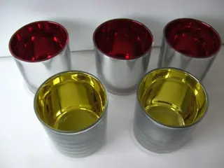 WAXINELICHTJE GLAS 5 STUKS ROOD EN GOUD Nieuw