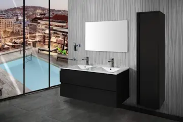 Badmeubel Sally 120cm - Incl keramische wastafel Mat zwart