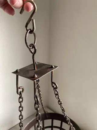 HANGING BASKET IRON GROOT ROESTBRUIN DIA 31 CM NIEUW