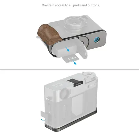 SmallRig 5394 L-Shaped Mount Plate With Wooden Handle For Fujifilm X Half Charcoal Silver