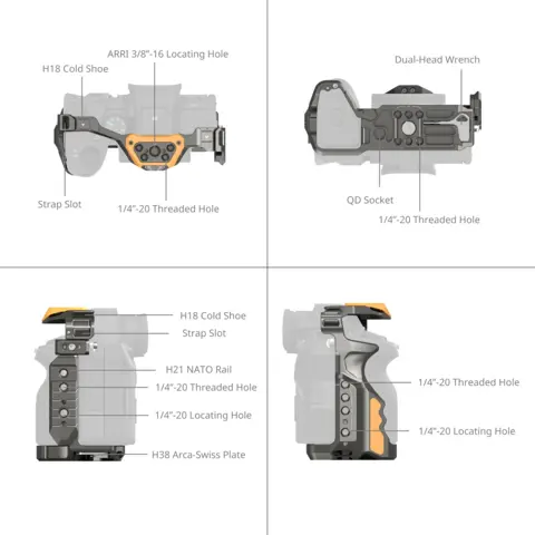 SmallRig 5518 Hawklock Quick Release Cage Kit For Sony A7R V / A7 IV / A7S III (BumbleBee Edition)