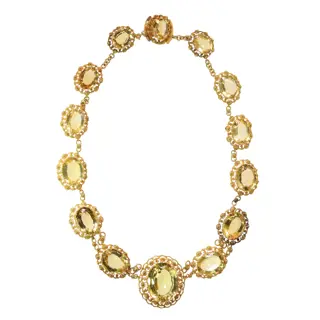 Historic 1820 Citrine and Gold Necklace, Filigree and Granulation, Very Fine Condition