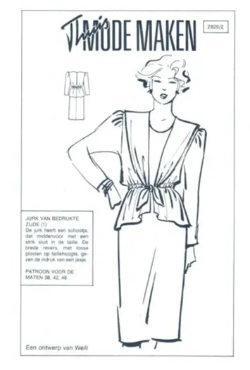 Origineel naaipatroon jurk van bedrukte zijde Z829-2