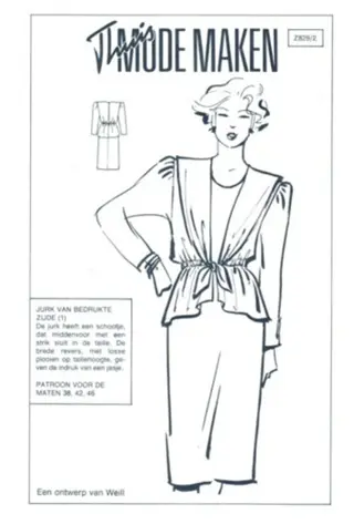 Origineel naaipatroon jurk van bedrukte zijde Z829-2