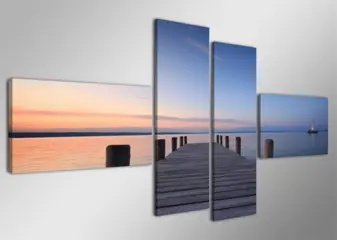 Nieuw canvas schilderij 4-luik Easy Lake 160 x 70 cm