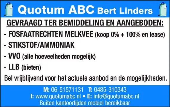 VVO - Fosfaatrechten Melkvee - LLB(bieten)-Stikstof/ammoniak