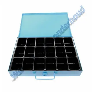 Assortimentsdoos leeg 18 vak metaal 34x23x5cm