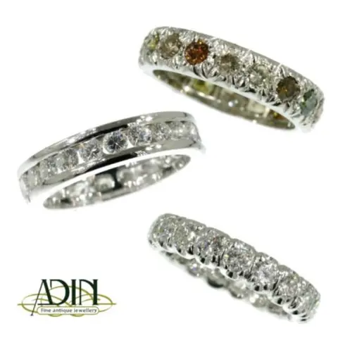 Vintage trouwring met diamant en robijn