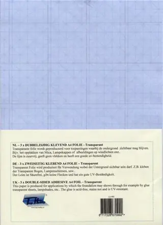 Dubbelzijdig Klevend Transparante A4 Folie - LIJ-402