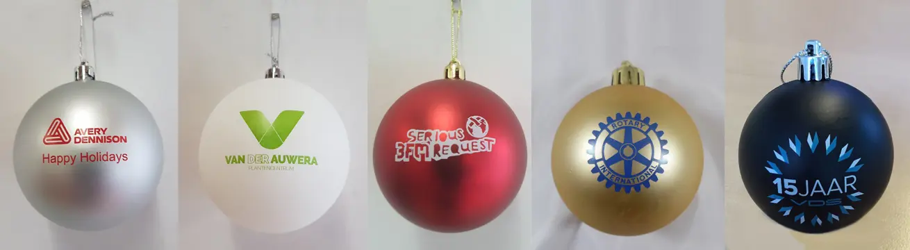 Bedrukte kerstballen voor in de kerstboom