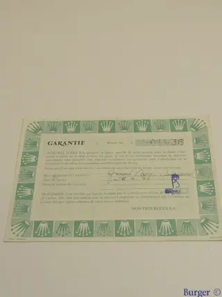Rolex Warranty Certificate Ref: 14000