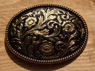 Buckle / gesp " Bloemen " Zwart / goudkleurig