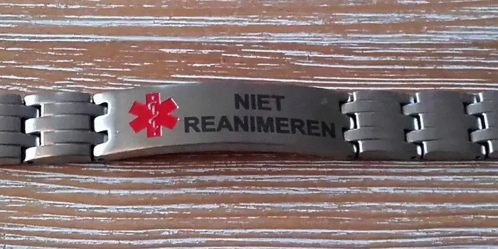 Nieuwe niet reanimeren armband, RVS, schakels, met logo
