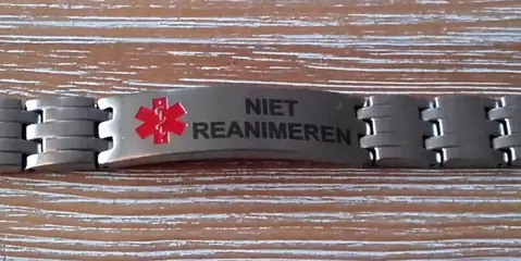 Nieuwe niet reanimeren armband, RVS, schakels, met logo
