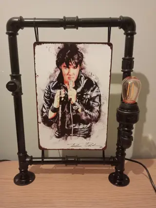 Industriële handgemaakte steampunk lamp Elvis Presley